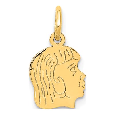 14K Yellow Gold Girl Head Charm