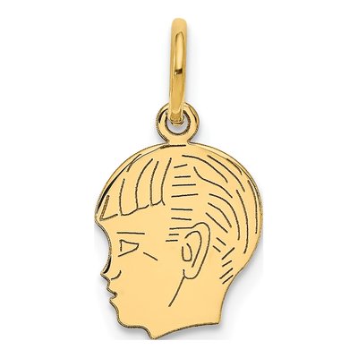 14K Yellow Gold Boy Head Charm