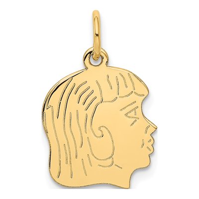 14K Yellow Gold Girl Head Charm