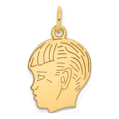 14K Yellow Gold Boy Head Charm