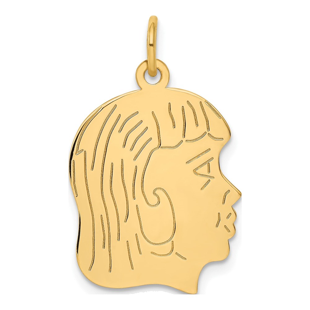 14K Yellow Gold Girl Head Charm