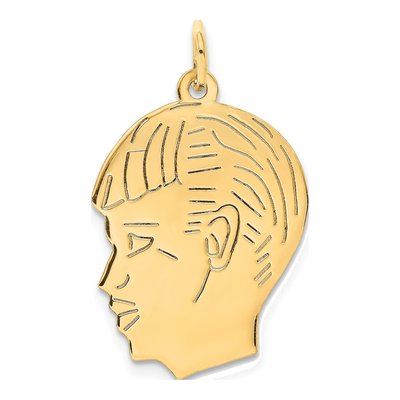 14K Yellow Gold Boy Head Charm