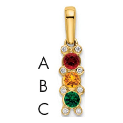14K Yellow Gold Diamond Family Pendant