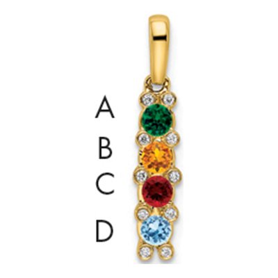 14K Yellow Gold Diamond Family Birthstone Pendant
