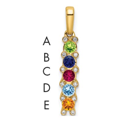 14K Yellow Gold Diamond Personalized Family Pendant