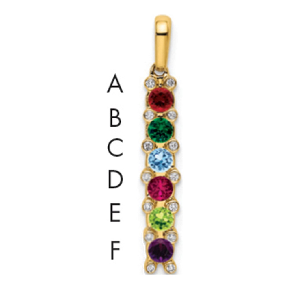14K Yellow Gold Family Jewelry Synthetic Stone & Diamond Set Pendant