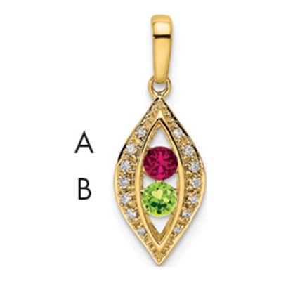 14K Yellow Gold 1/15 ct tw Diamond Family Birthstone Pendant