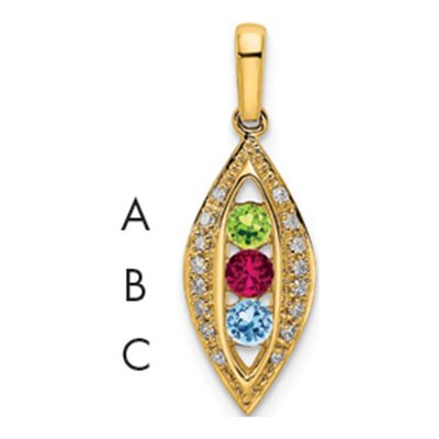 14K Yellow Gold 1/15 ct tw Diamond Family Pendant