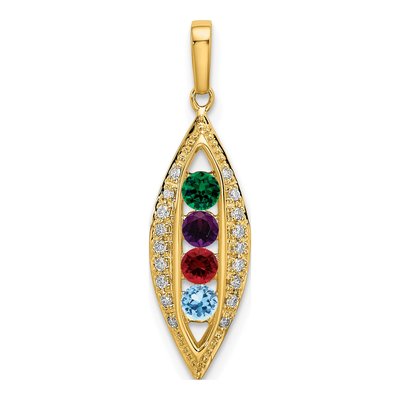 14K Yellow Gold 0.09 ct tw Diamond Personalized Family Pendant – view 2