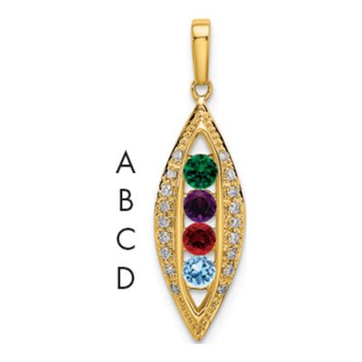 14K Yellow Gold 0.09 ct tw Diamond Personalized Family Pendant