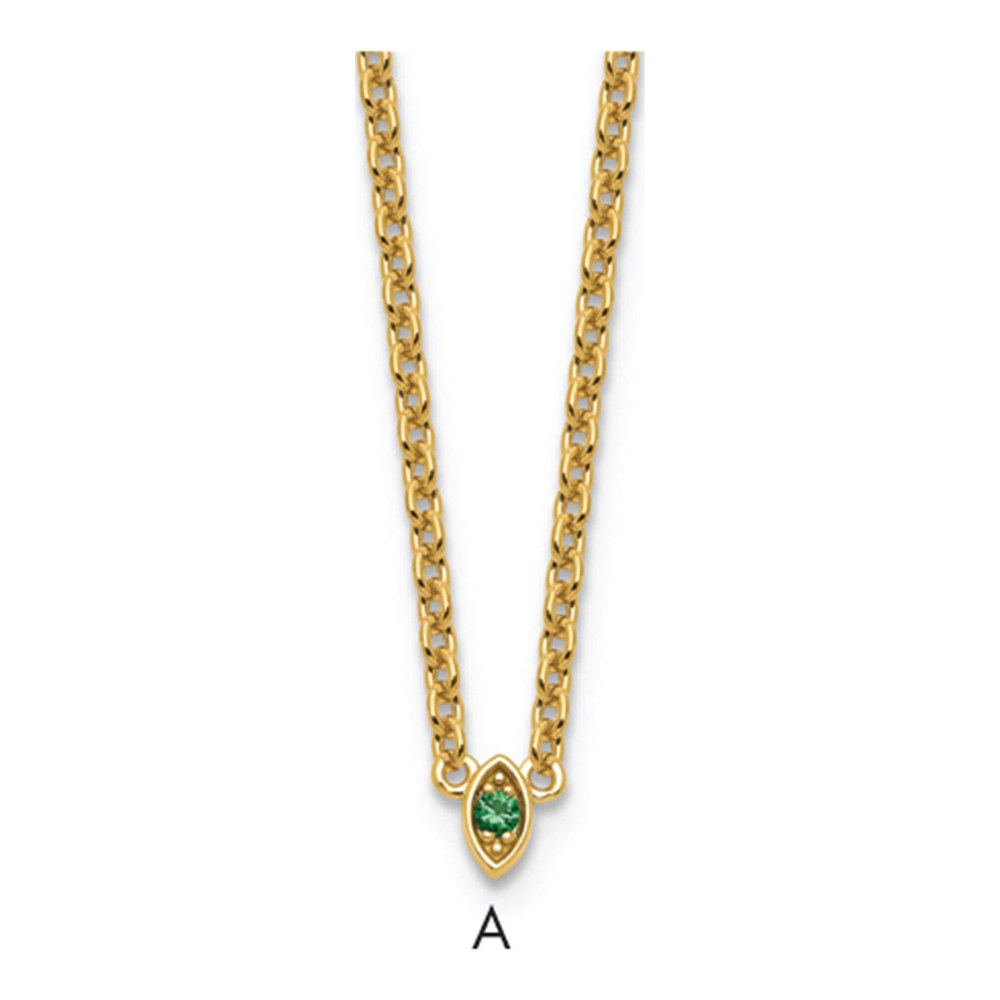 14K 1 Synthetic Birthstone Mother's Necklace with Lobster Clasp