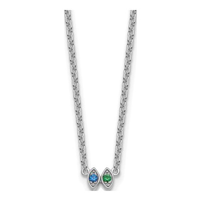 14K White Gold 2-Stone Mother's Birthstone Necklace – view 2