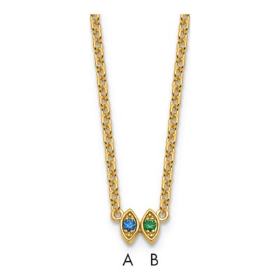14K Yellow Gold Personalized 2-Stone Mother's Necklace