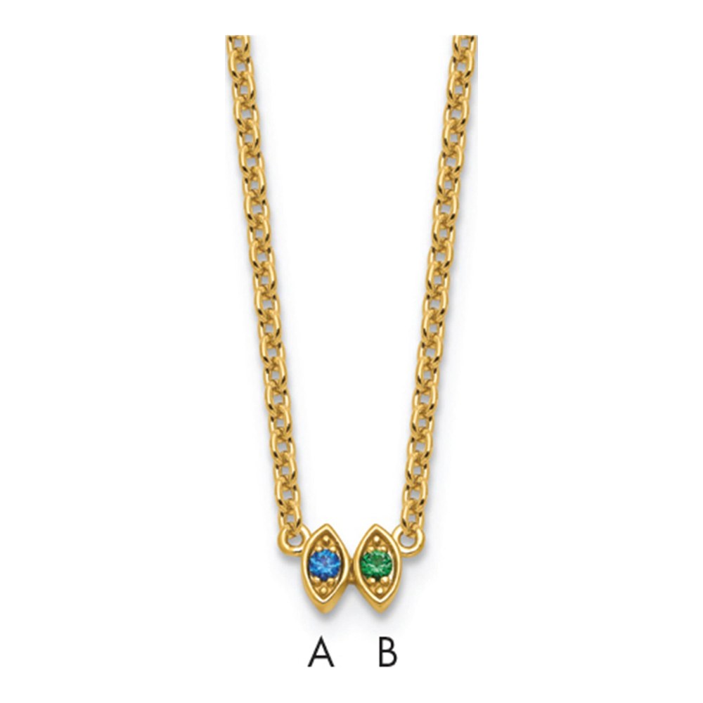 14K 2 Synthetic Birthstone Mother's Necklace with Lobster Clasp