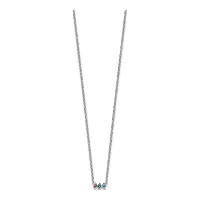 14K White Gold 3-Stone Birthstone Mother's Necklace – view 3