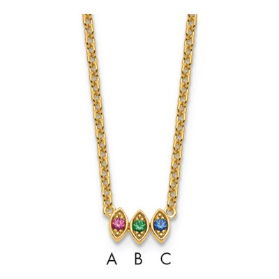 14K Yellow Gold 3-Stone Birthstone Mother's Necklace