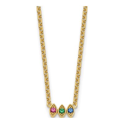 14K Yellow Gold 3-Stone Mother's Necklace – view 2