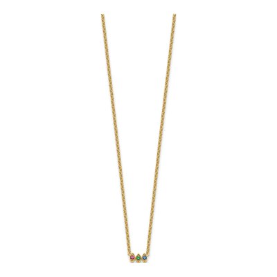 14K Yellow Gold 3-Stone Mother's Necklace – view 3