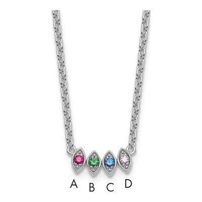 14K White Gold Personalized 4-Stone Mother's Necklace