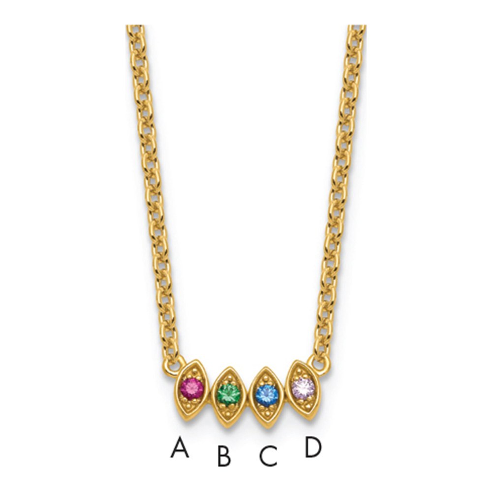 14K 4 Genuine Birthstone Mother's Necklace with Lobster Clasp