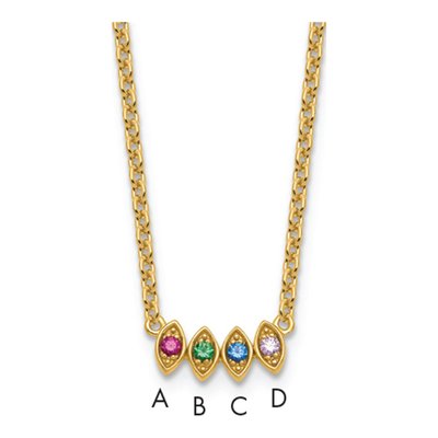 14K Yellow Gold 4-Stone Birthstone Mother's Necklace
