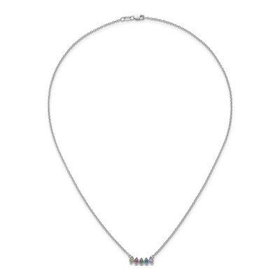 14K White Gold 5-Stone Birthstone Mother's Necklace – view 5