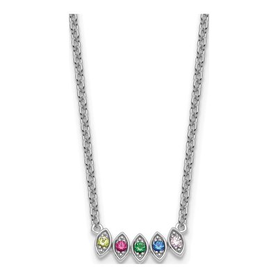 14K White Gold 5-Stone Mother's Necklace – view 2