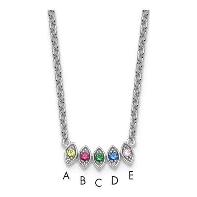14K White Gold 5-Stone Mother's Necklace
