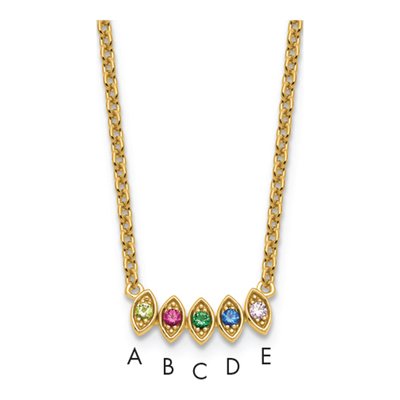14K Yellow Gold 5-Stone Birthstone Mother's Necklace