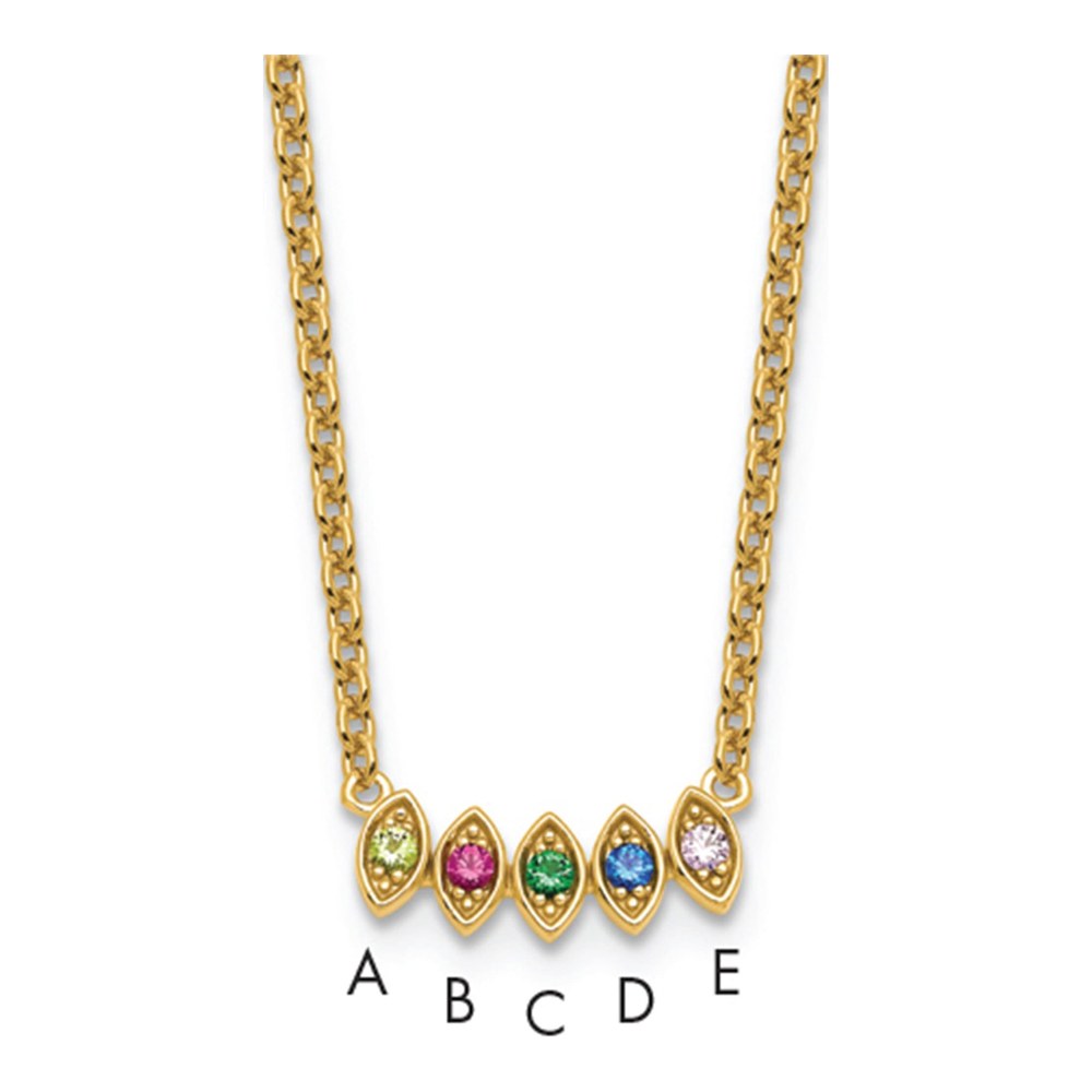 14K 5 Synthetic Birthstone Mother's Necklace with Lobster Clasp