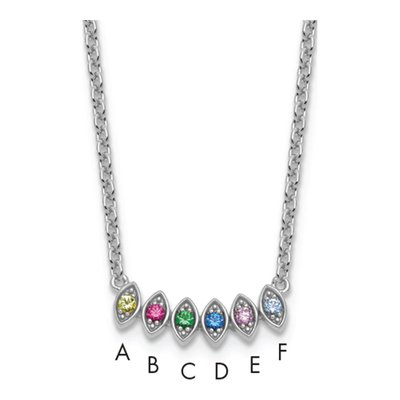 14K White Gold Personalized Mother's Necklace
