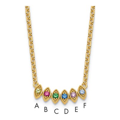 14K Yellow Gold 6-Birthstone Mother's Necklace