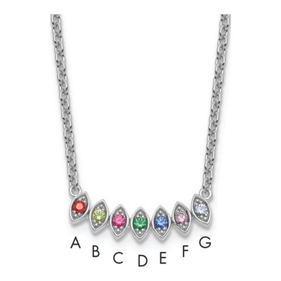 14K White Gold Personalized Mother's Birthstone Necklace