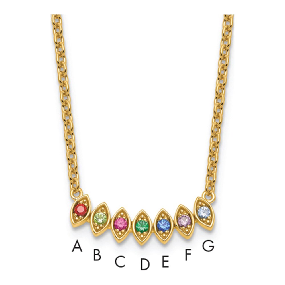 14K 7 Synthetic Birthstone Mother's Necklace with Lobster Clasp