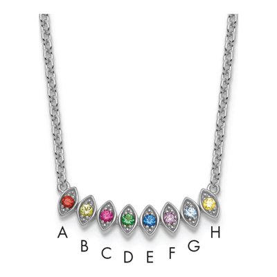 14K White Gold Personalized Mother's Necklace