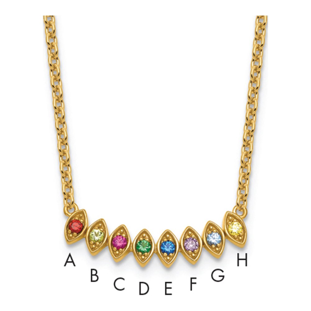 14K 8 Genuine Birthstone Mother's Necklace with Lobster Clasp