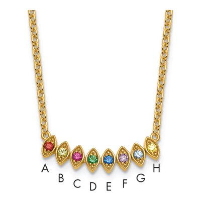 14K Yellow Gold Personalized Mother's Birthstone Necklace