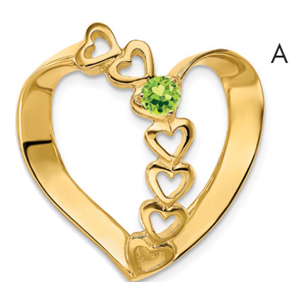 14K Yellow Gold Family Heart Slide Pendant