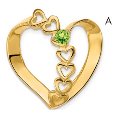 14K Yellow Gold Family Heart Slide Pendant