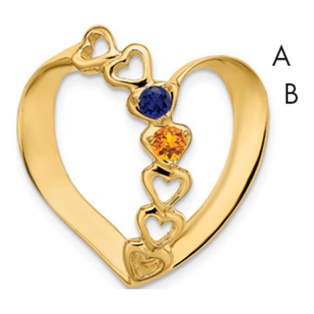 14K Yellow Gold Heart Slide Mother's Pendant Mounting