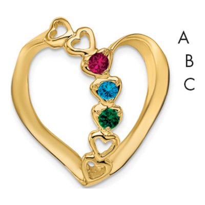 14K Yellow Gold Heart Slide Mother's Pendant Mounting