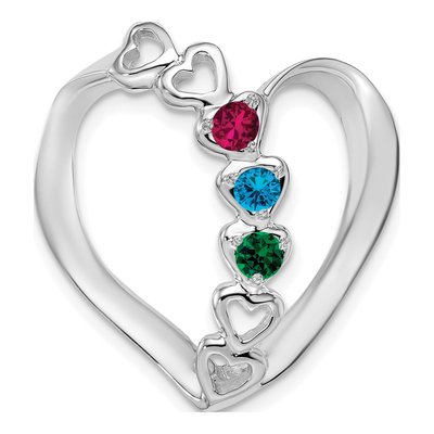 14K White Gold 3-Stone Mothers Heart Slide Mounting – view 2