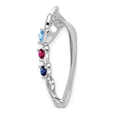 14K White Gold 3-Stone Mothers Heart Slide Mounting – view 3
