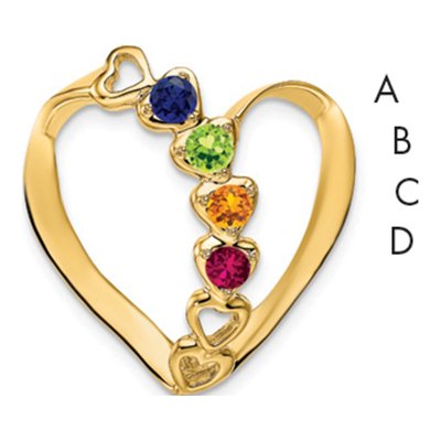 14K Yellow Gold Heart Slide Mother's Pendant Mounting