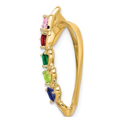 14K Yellow Gold 5-Stone Heart Slide Mother's Jewelry Mounting – view 2