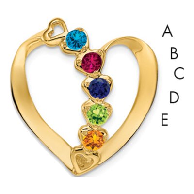 14K Yellow Gold 5-Stone Heart Slide Mother's Jewelry Mounting – view 3