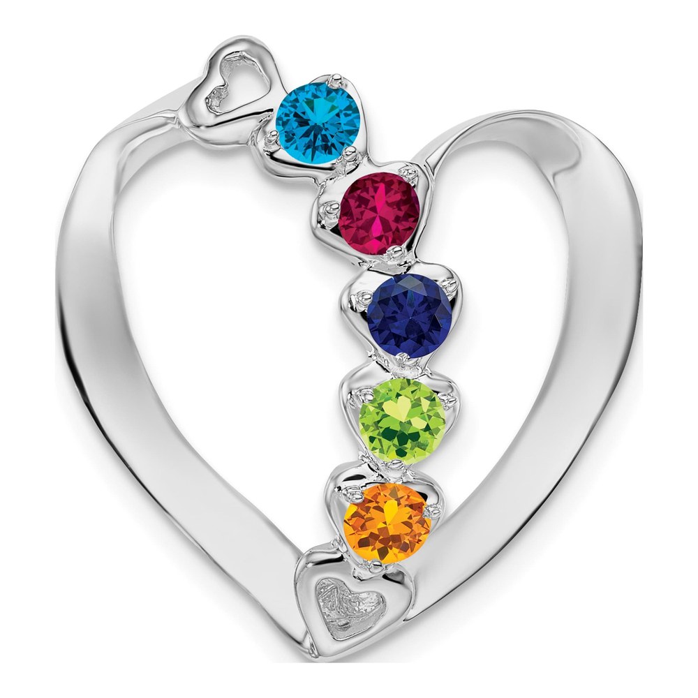 14K White Gold 5-Stone Mother's Slide Pendant