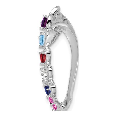 14K White Gold 6-Stone Mother's Heart Slide Pendant – view 3