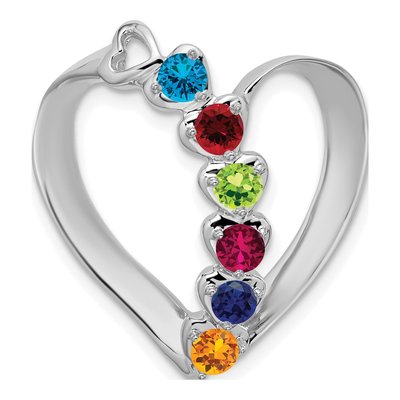 14K White Gold Family Heart Slide Pendant – view 2