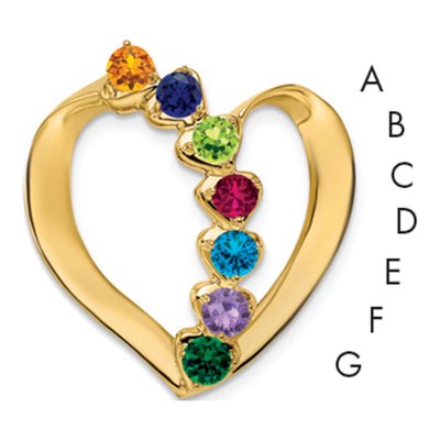 14K Yellow Gold Heart Slide Mother's Jewelry Mounting